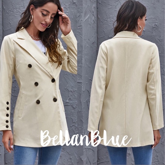 Boho chic cream button detail coat jacket - Picture 2 of 4
